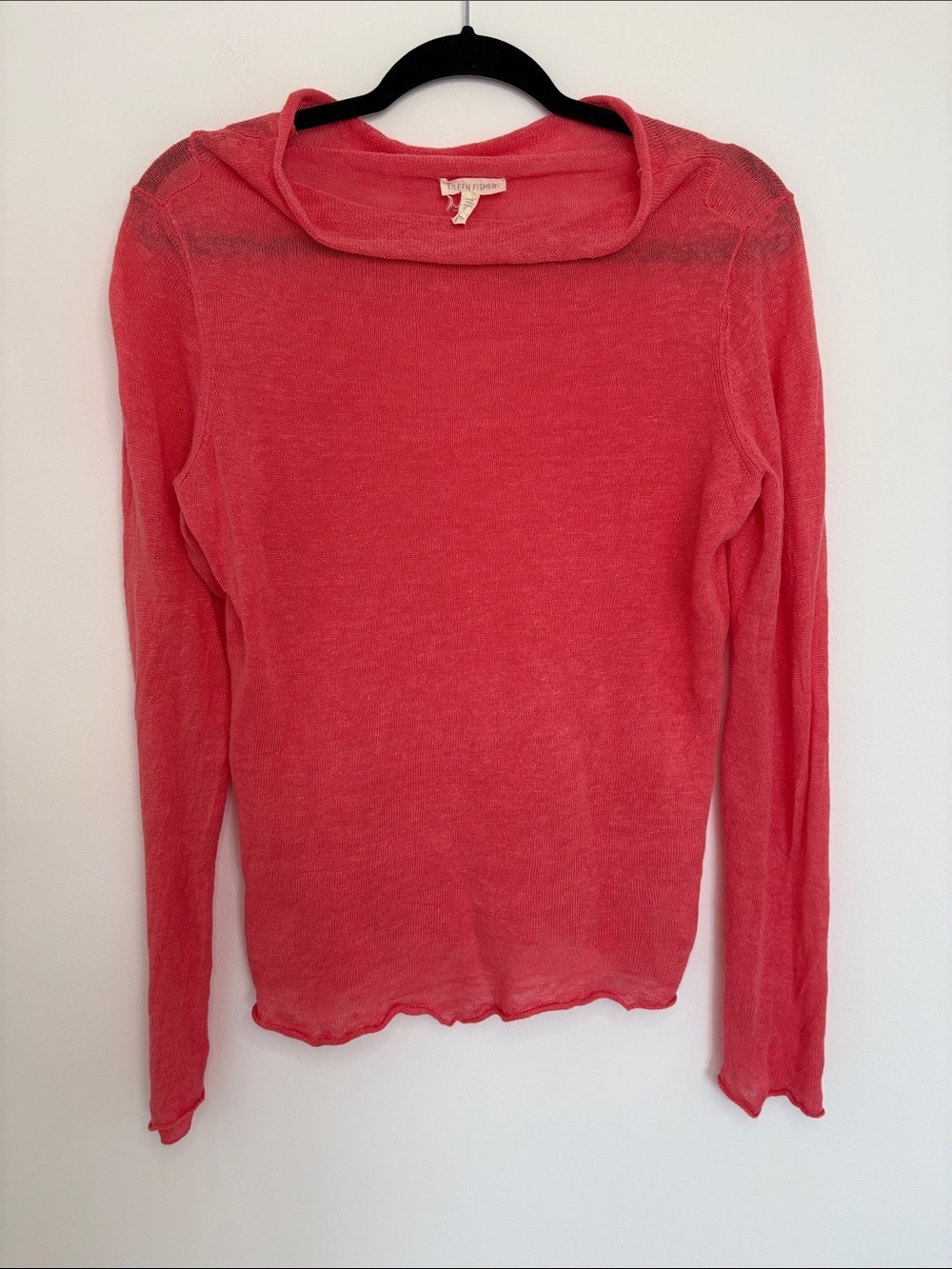 Eileen Fisher Linen Boat Neck Long Sleeve Sweater